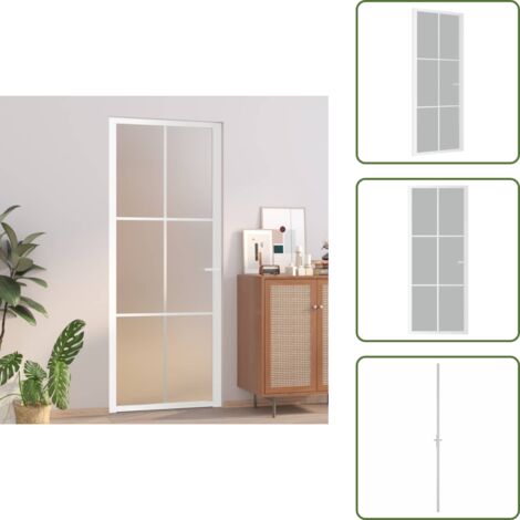 Diseño moderno - vidaXL Puerta interior de vidrio y aluminio blanco mate 83x201,5 cm - Privacidad