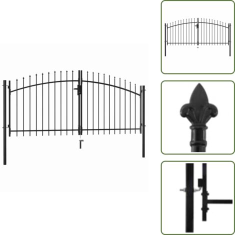 Puerta de seguridad - vidaXL Puerta de valla de doble puerta Woerden con punta de lanza 299,5x149,5 cm - Puerta de jardín con bisagra