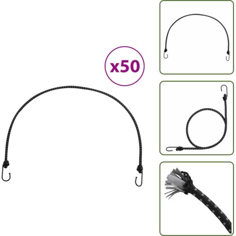 Cuerdas para transporte - vidaXL Cuerdas elásticas con tiras reflectantes y ganchos 50 uds 100cm - Cuerdas para tiendas de campaña