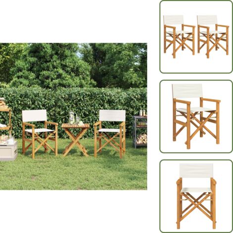 Sillas plegables - vidaXL Sillas de director plegables 2 uds madera maciza teca crema - Sillas de exterior