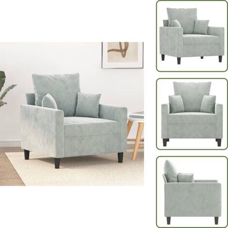 Sillón de lectura - vidaXL Sillón de terciopelo gris claro 60 cm - Sillón de TV