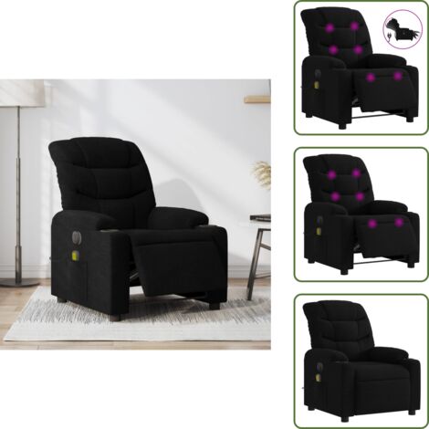 Reposapiés eléctrico - vidaXL Sillón reclinable de masaje eléctrico tela negro - Asiento cómodo