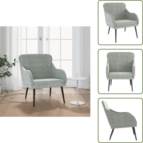Asiento cómodo - vidaXL Sillón de terciopelo gris claro 63x76x80 cm - Sillón gris claro