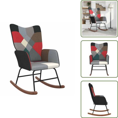 Silla relax - vidaXL Silla mecedora de tela patchwork - Diseño patchwork