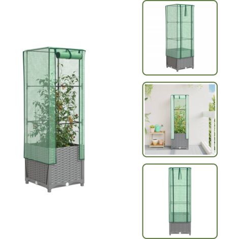Plantas - vidaXL Arriate con cubierta invernadero aspecto ratán 40x40x139 cm - Jardín