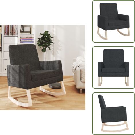 Silla de mecedora negra - vidaXL Silla mecedora de tela negra - Silla de mecedora para casa