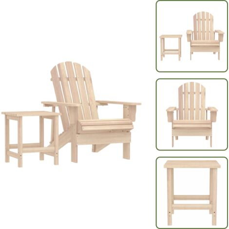 Silla con mesa - vidaXL Silla con otomana y mesa jardín Adirondack abeto macizo - Madera de abeto