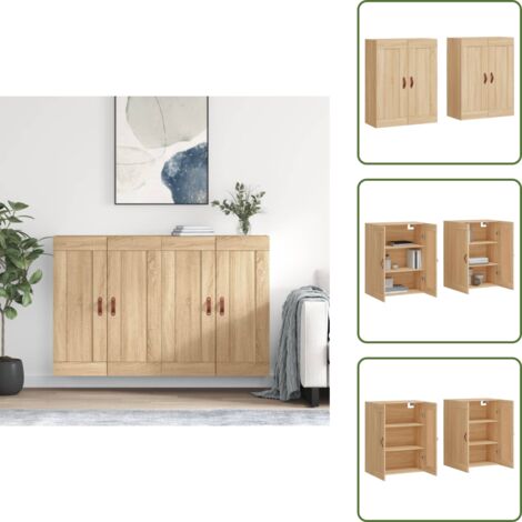 Armario de pared con espacio - vidaXL Armarios de pared 2 uds madera de ingeniería roble Sonoma - Armario de pared para casa