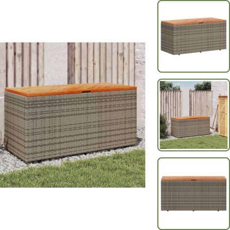 Banco de jardín - vidaXL Caja de almacenaje jardín madera acacia ratán gris 110x50x54 cm - Caja de almacenaje de madera