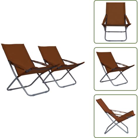 Sillas de camping - vidaXL Sillas de playa plegables 2 unidades tela marrón - Sillas de patio