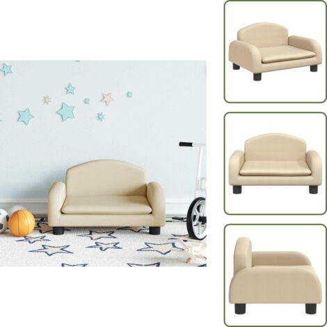 Sofá de espuma - vidaXL Sofá para niños de tela color crema 50x40x30 cm - Sofá de madera