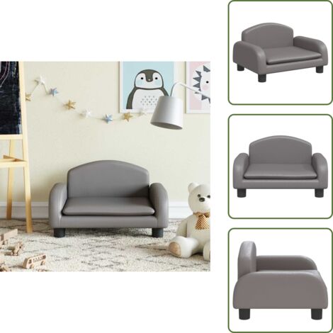 Sofá para niños de cuero sintético - vidaXL Sofá para niños de cuero sintético gris 50x40x30 cm - Sofá para niños gris