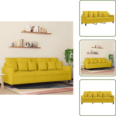 Sofá moderno - vidaXL Sofá de 3 plazas terciopelo amarillo 180 cm - Sofá de sala