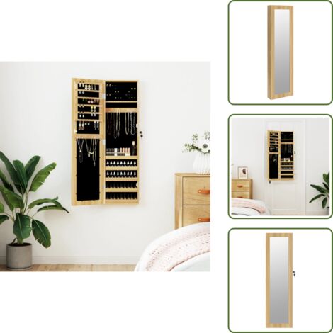 Espejo de cuerpo entero - vidaXL Espejo con joyero de pared 30x8,5x106 cm - Joyas y perfumes