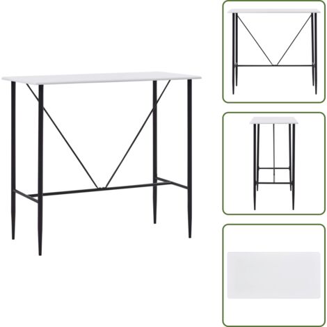 The Living Store Mesa alta de cocina MDF blanco 120x60x110 cm - Mesa alta