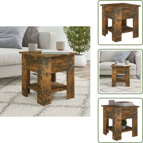 Mesa de salón - vidaXL Mesa de centro madera de ingeniería roble ahumado 40x40x42 cm - Madera contrachapada