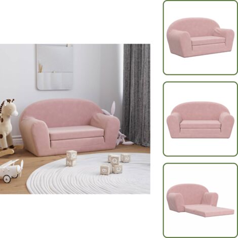 Sofá cama rosa - vidaXL Sofá cama para niños de 2 plazas felpa suave rosa - Sofá cama para bebés