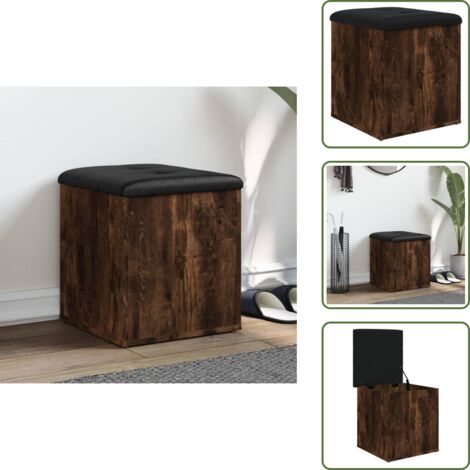 Banco de zapatos - vidaXL Banco con almacenaje madera ingeniería roble ahumado 42x42x45cm - Banco de salón
