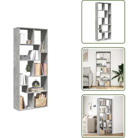 Separador de ambientes - vidaXL Librería divisora madera ingeniería gris hormigón 67x25x161,5cm - Estantería gris hormigón