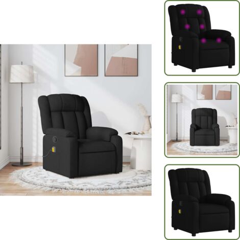 Silla de masaje con vibración - vidaXL Sillón reclinable de masaje de tela negro - Silla de masaje de tela
