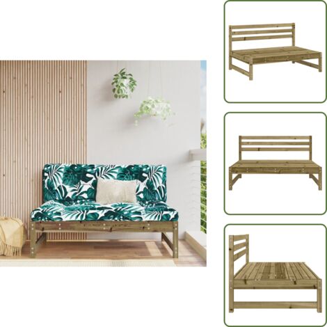 Sofá de jardín madera - vidaXL Sofá central de jardín madera de pino impregnada 120x80 cm - Sofá de jardín con listones