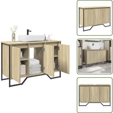 Armario de baño con madera de ingeniería - vidaXL Armario lavabo baño madera ingeniería roble Sonoma 91x35x60 cm - Armario de baño roble Sonoma