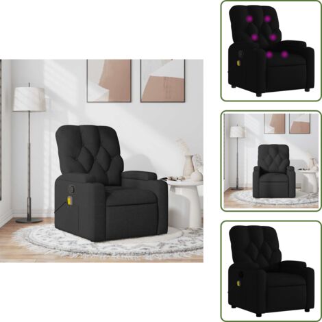 Asiento cómodo - vidaXL Sillón reclinable de masaje de tela negro - Reposapiés