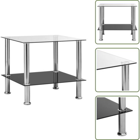 The Living Store Mesa auxiliar de vidrio templado transparente 45x50x45 cm - Mesa de cristal templado