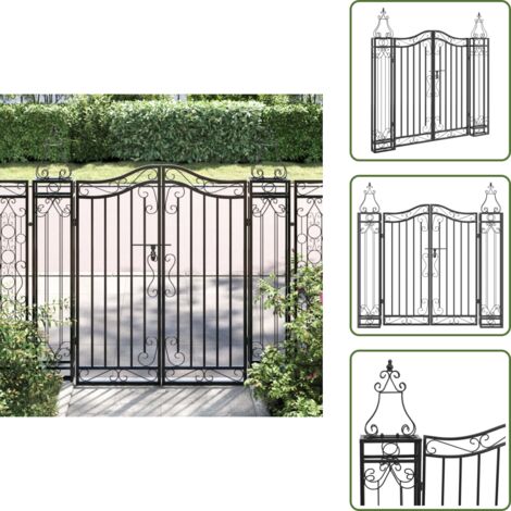 Puerta de patio - vidaXL Puerta de jardín de hierro forjado negro 121x8x120 cm - Puerta de jardín decorativa