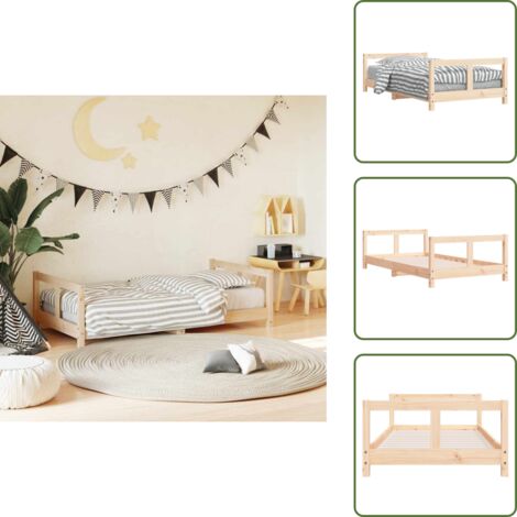 Cama de pino - vidaXL Estructura de cama para niños madera maciza de pino 80x160 cm - Cama para niños de madera