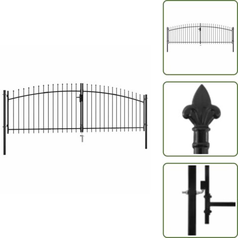 The Living Store Puerta de valla de doble puerta Woerden con punta de lanza 400x174,5 cm - Puerta de cerca