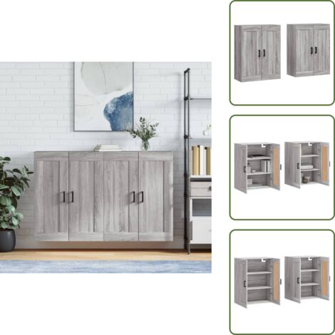 Armario gris Sonoma - vidaXL Armarios de pared 2 uds madera de ingeniería gris Sonoma - Armario de almacenamiento