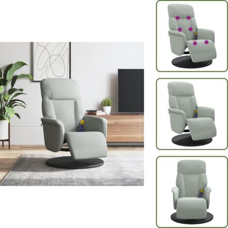 Reposapiés - vidaXL Sillón reclinable masaje con reposapiés terciopelo gris claro - Terciopelo