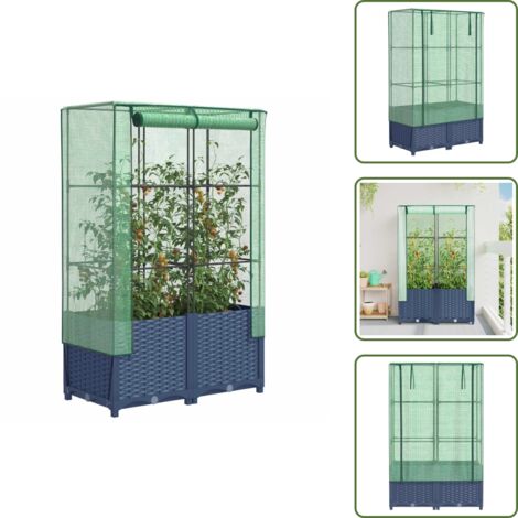 Plantas - vidaXL Arriate con cubierta invernadero aspecto ratán 80x40x138 cm - Jardín