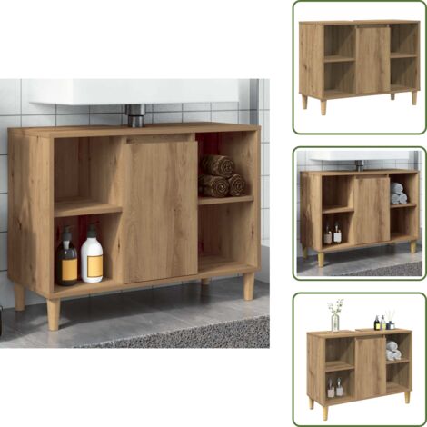 Armario de baño roble artesanal - vidaXL Mueble de baño madera de ingeniería roble artisian 80x33x60 cm -