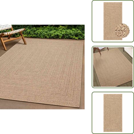 Alfombra de polipropileno - vidaXL Alfombra ZIZUR apariencia yute interior exterior beige 60x110cm - Alfombra para jardín