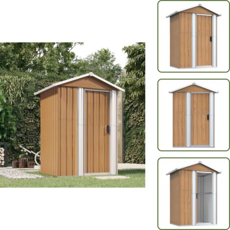 The Living Store Caseta de jardín marrón 126x97,5x177 cm acero galvanizado - Almacenamiento al aire libre