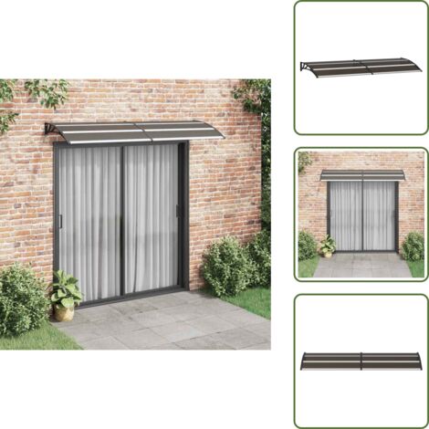 The Living Store Marquesina de puerta PC negro 240x75 cm - Techo de puerta