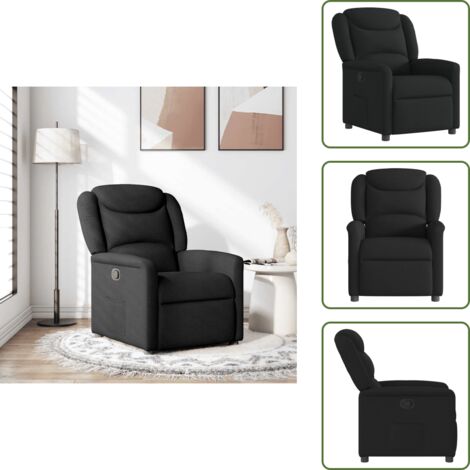 Respaldo manual - vidaXL Sillón reclinable de tela negro - Tela
