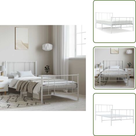 Cama de invitados - vidaXL Estructura cama sin colchón con estribo metal blanco 100x190 cm - Cama de metal