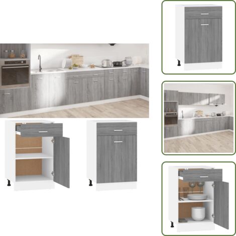 Muebles cocina - vidaXL Mueble bajo con cajón "Lyon" gris Sonoma, 50x46x81,5 cm, madera de ingeniería, - Armario cocina