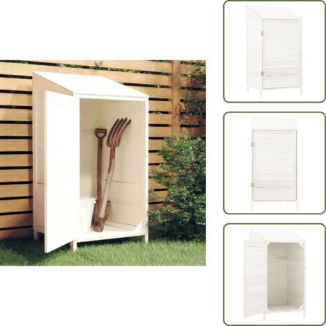 The Living Store Cobertizo de jardín madera de abeto maciza blanco 55x52x112 cm - Cobertizo de madera