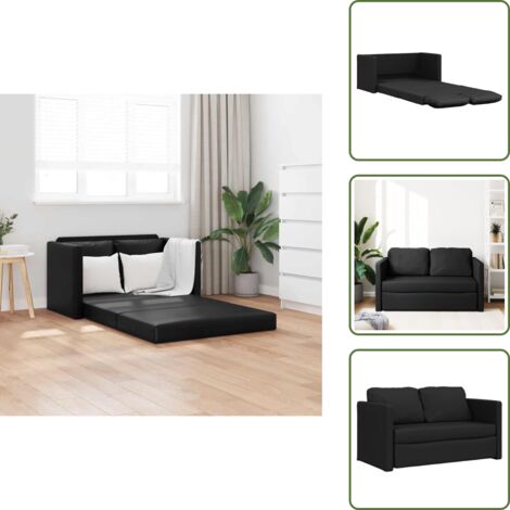 Sofá convertible - vidaXL Sofá cama de suelo 2 en 1 cuero sintético negro 112x174x55 cm - Sofá de 2 en 1