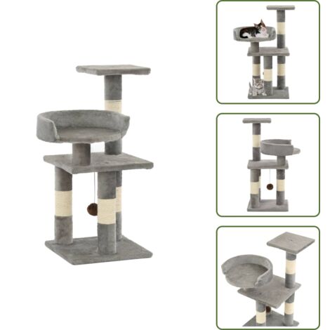 The Living Store Rascador para gatos con postes de sisal 65 cm gris - Poste para gatos