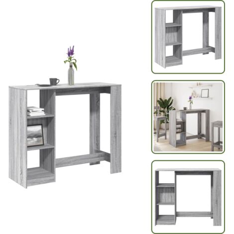 The Living Store Mesa alta con estante gris Sonoma 124x46x103,5 cm - Estante gris