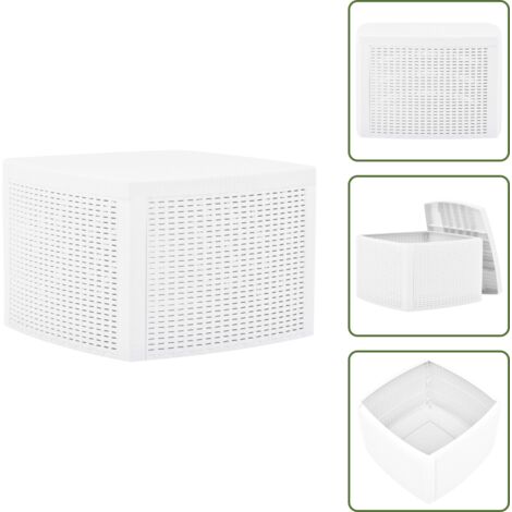 Mesa de ratán - vidaXL Mesa auxiliar de plástico blanco 54x54x36,5 cm - Mesa de jardín blanca