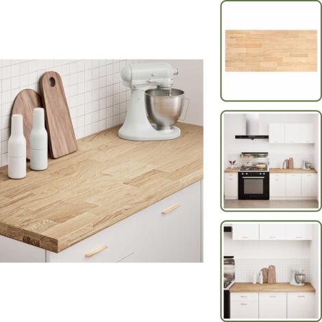 The Living Store Encimera de cocina rectangular madera maciza roble - Encimera de roble