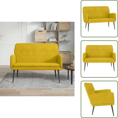 The Living Store Banco de terciopelo amarillo 108x79x79 cm - Banco amarillo