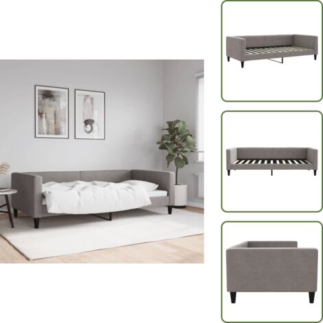 Sofá cama moderno - vidaXL Sofá cama sin colchón tela gris taupe 100x200 cm - Sofá cama con respaldo