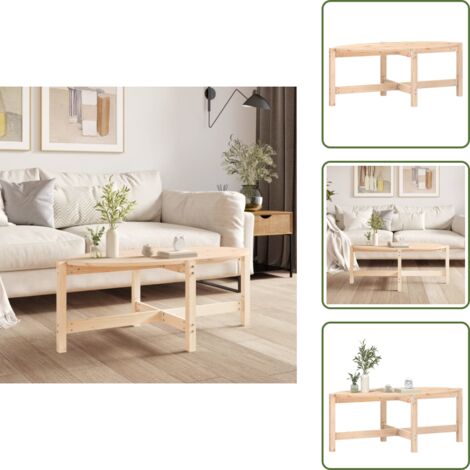 The Living Store Mesa de centro de madera maciza de pino 118x63x45 cm - Madera maciza